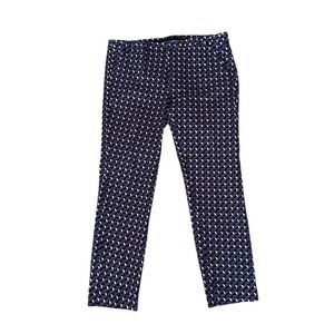 Zara Basic Women's Blue Geometric Print Pants Trousers US 10 EU 42